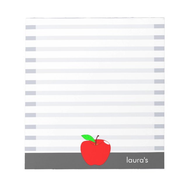 Bloc-note Red Apple Teacher Personnalisé Gris lignes Memopad (Devant)