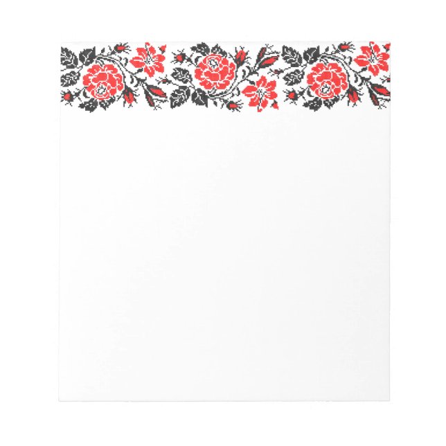 Bloc-note Red & Black Rose cross-stitch Russian Pattern (Devant)