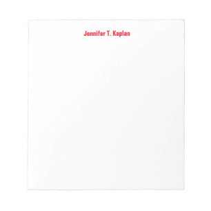 Bloc-note Red Bold Nom Plain Simple Professional Modern