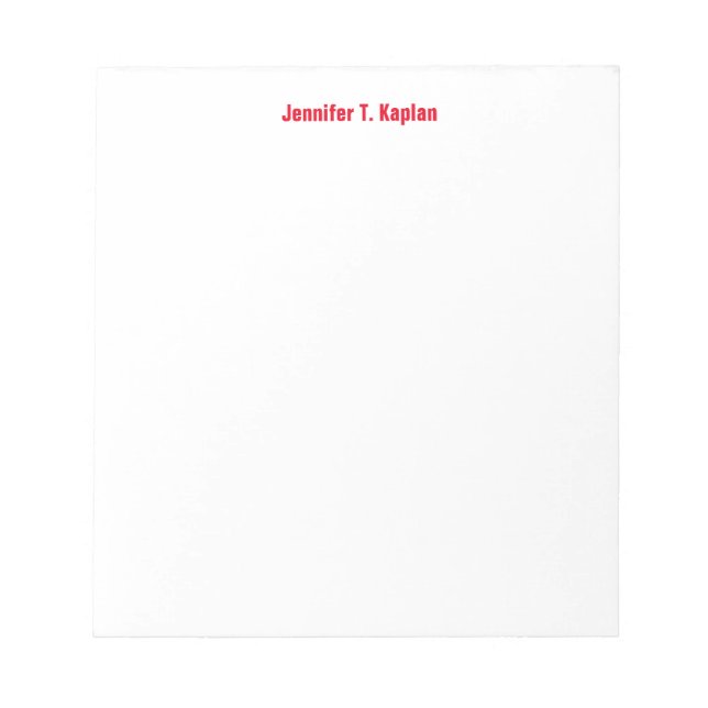 Bloc-note Red Bold Nom Plain Simple Professional Modern (Devant)