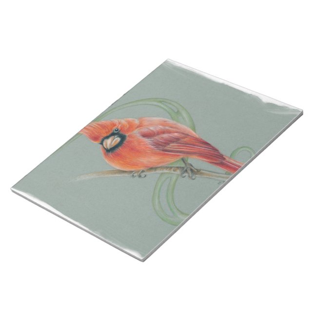 Bloc-note Red Cardinal Bird Art Drawing (Incliné)