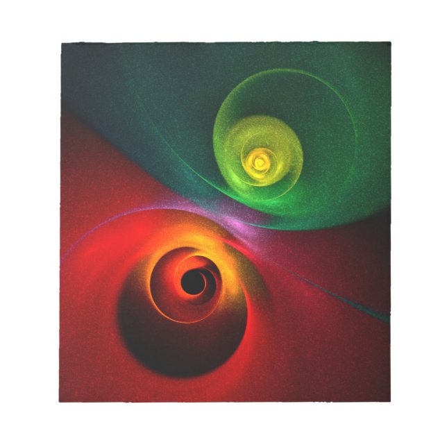 Bloc-note Red Green Yin Yang Moderne Motif d'art Abstrait #2 (Devant)