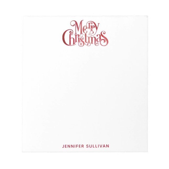 Bloc-note Red Joyeux Noël Typographie Festive Police (Devant)