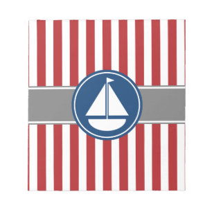 Bloc-note Red Nautical Stripes