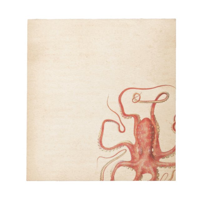 Bloc-note Red Octopus Aged Sepia Steampunk (Devant)