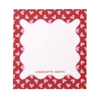 Bloc-note Red Pink Hearts Pattern Valentine Gift Notepad