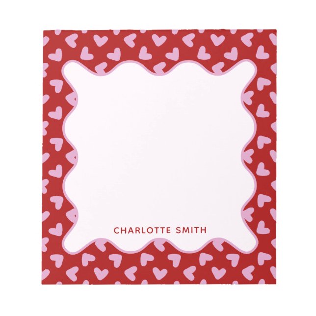 Bloc-note Red Pink Hearts Pattern Valentine Gift Notepad (Devant)