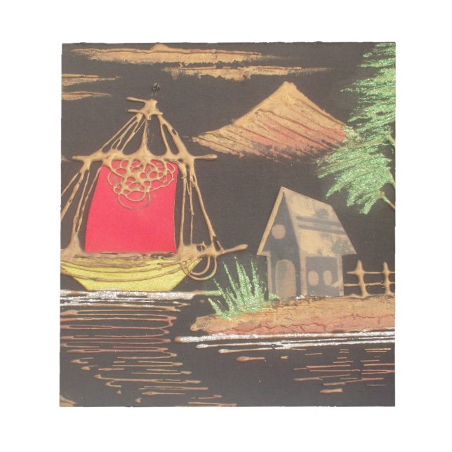 Bloc-note Red Sailboat Paysage peinture à l'huile Imprimer (Devant)