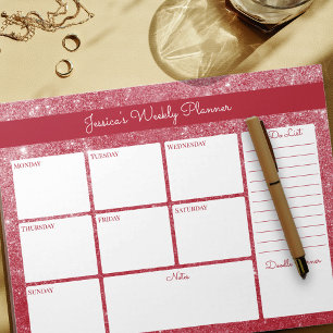 Bloc-note Red Shimmer Personnalisé Planificateur hebdomadair