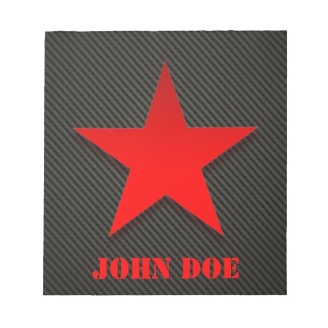Bloc-note Red Star sur fibre de carbone noire (Devant)