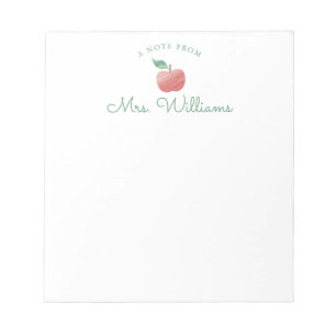 Bloc-note Red Watercolor Apple Teacher Notepad