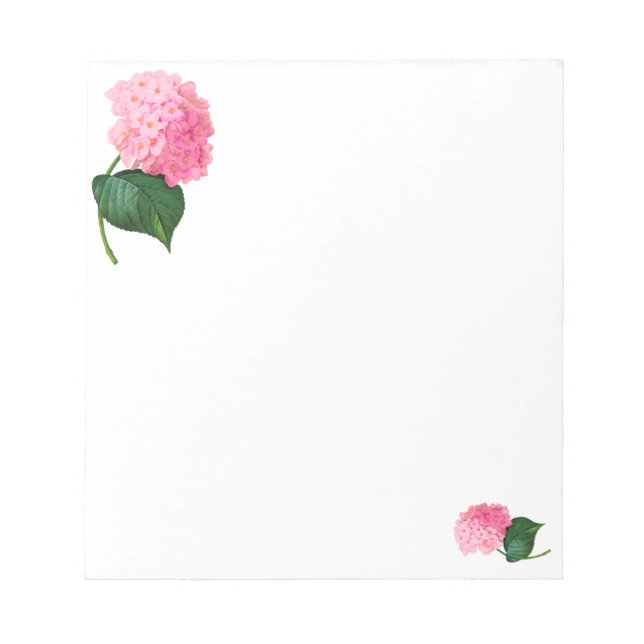 Bloc-note Redoute Pink Hydrangea Flower Notepad (Devant)