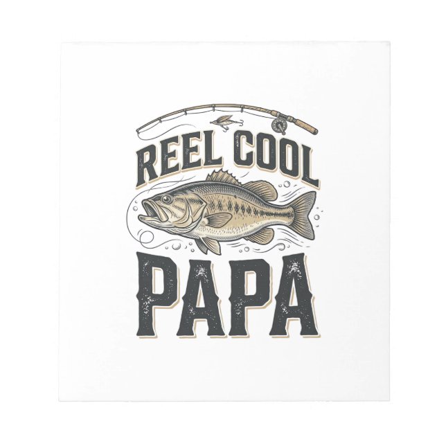 Bloc-note Reel Cool Papa Conception de vecteur de pêche vint (Devant)