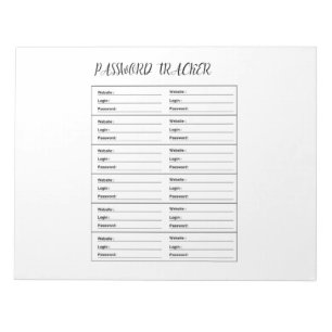 Bloc-note Registre minimaliste de suivi de mots de passe