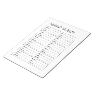 Bloc-note Registre minimaliste de suivi de mots de passe