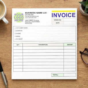 Bloc-note Registres de reçus personnalisés Logo, Formulair