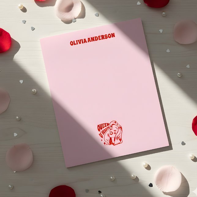 Bloc-note Reine de Coeur Saint-Valentin Nom Personnalisé (Créateur téléchargé)