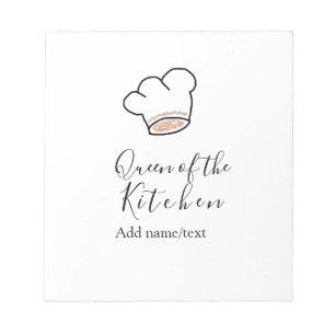 Bloc-note Reine de la cuisine chef cuisinier ajouter nom cou
