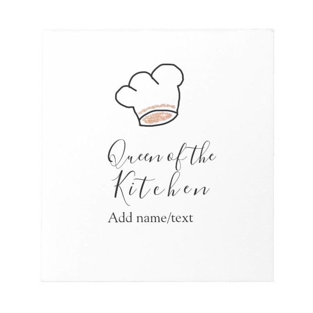 Bloc-note Reine de la cuisine chef cuisinier ajouter nom cou (Devant)