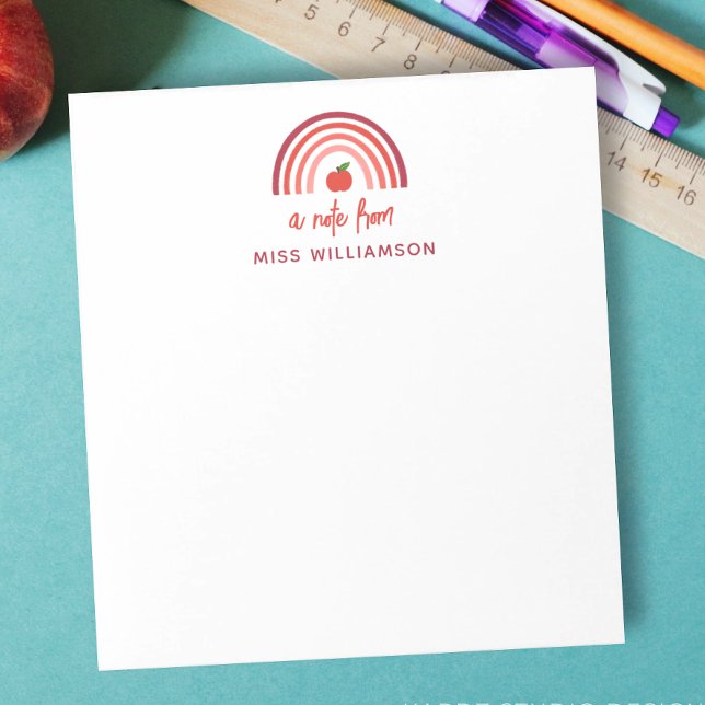 Bloc-note Remerciement de professeur arc-en-ciel personnalis (Personalize this modern chic notepad as a gift for teacher appreciation day. Fun design with rainbow)