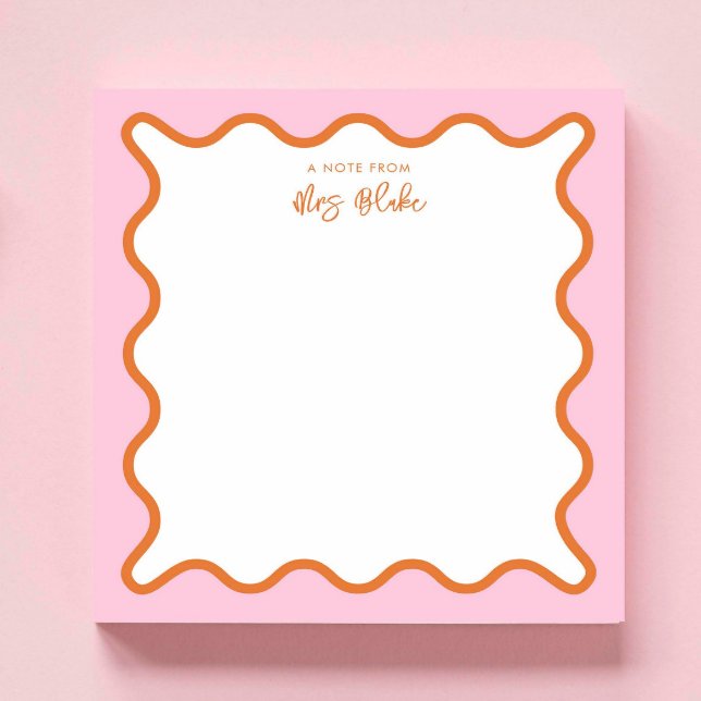 Bloc-note Remerciement Enseignant Rose Orange Ondulé (Créateur téléchargé)