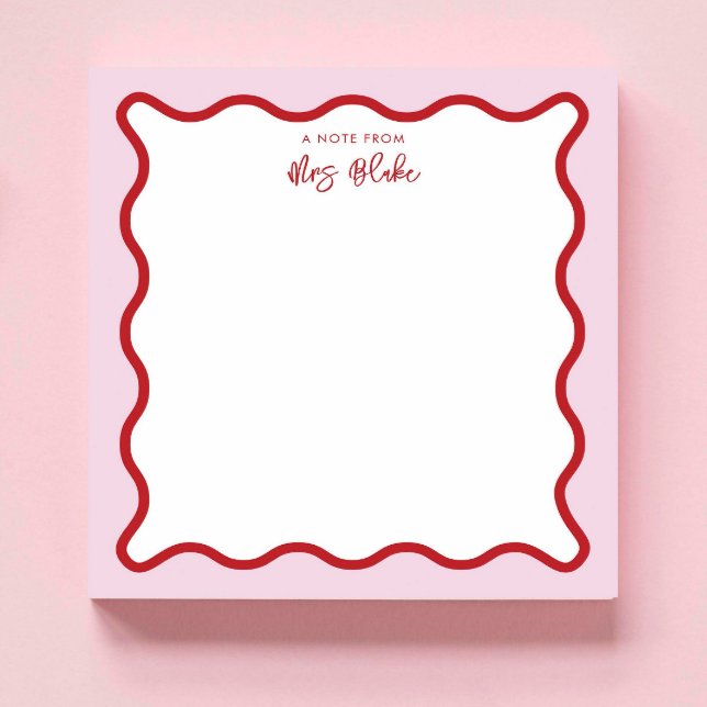 Bloc-note Remerciement Enseignant Rose Rouge Ondulé (Créateur téléchargé)