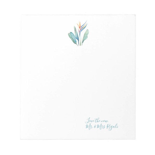 Bloc-note Remerciements de mariage floral tropical aquarelle (Devant)
