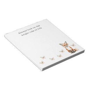 Bloc-note Renard heureux mignon côté lumineux papillons
