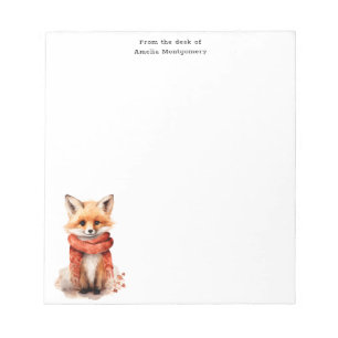 Bloc-note Renard mignon en écharpe rouge