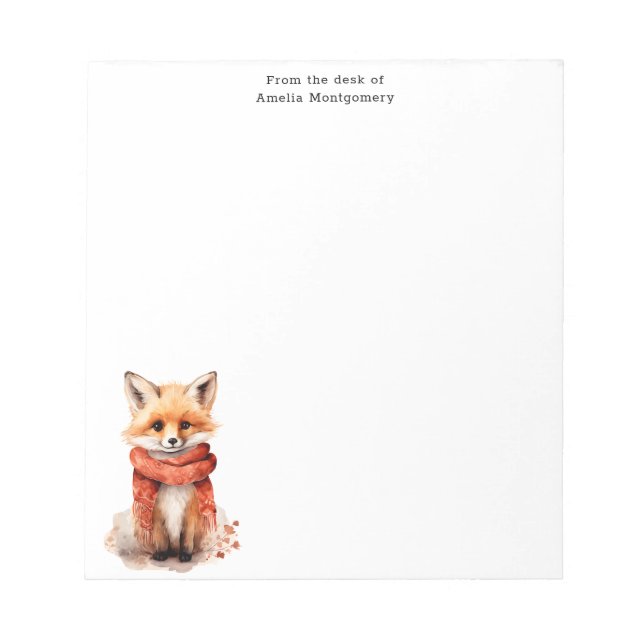 Bloc-note Renard mignon en écharpe rouge (Devant)