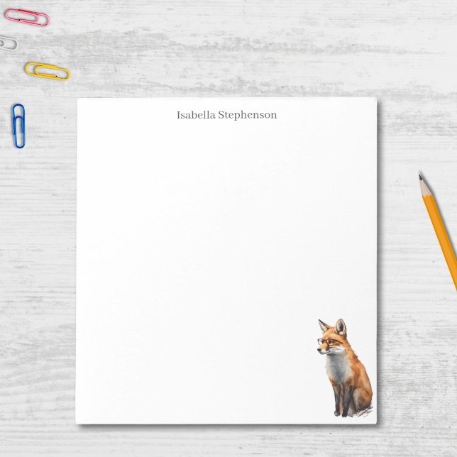 Bloc-note Renard Rouge Mignon Avec Des Lunettes Animal De La (Créateur téléchargé)