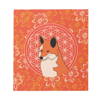 Bloc-note renard, totem animal, zen, chakra, fleur de vie,