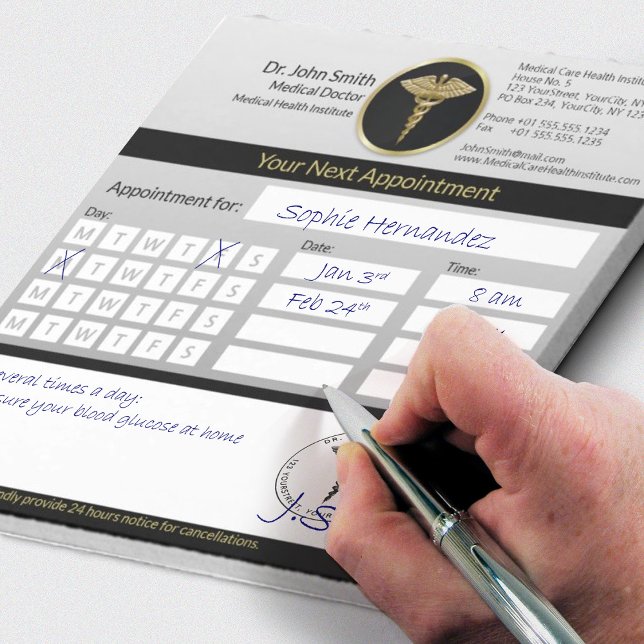 Bloc-note Rendez-vous professionnel Caduceus Gold Médicale (Créateur téléchargé)