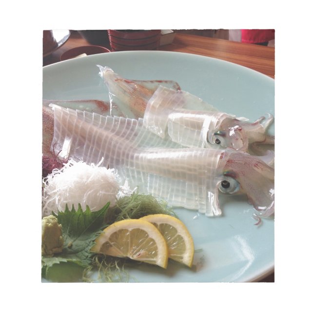 Bloc-note Repas japonais de sashimi de calmar servi déjeuner (Devant)