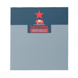 Bloc-note République de Californie en rouge et bleu élégant