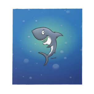 Bloc-note Requin drôle souriant sur fond bleu