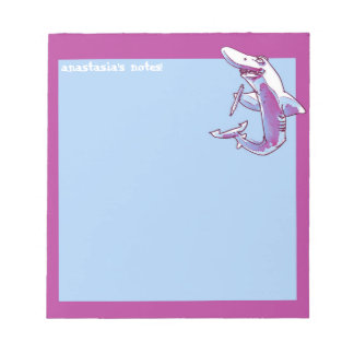 Bloc-note requin tient crayon drôle dessin personnalisable