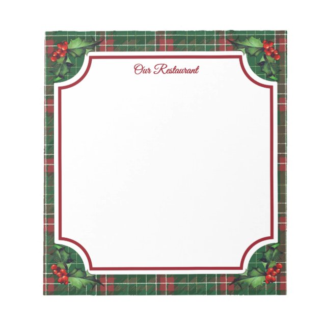 Bloc-note Restaurant de vacances Green Plaid (Devant)