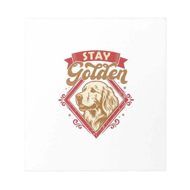 Bloc-note Restez Golden Retriever Chien Diamant Rouge_1 (Devant)