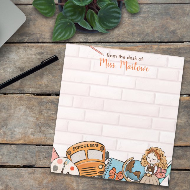 Bloc-note Retour à l'école Cadeau enseignant personnalisé (Back to School Teacher Gift Personalized Notepad)
