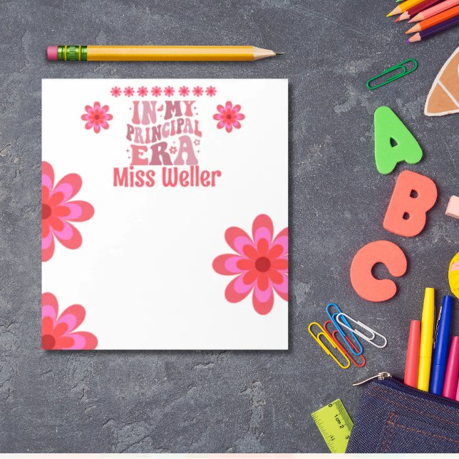 Bloc-note Retour à l'école Principal Era retro personnalisé (Retro yet trendy personalized trendy notepad)