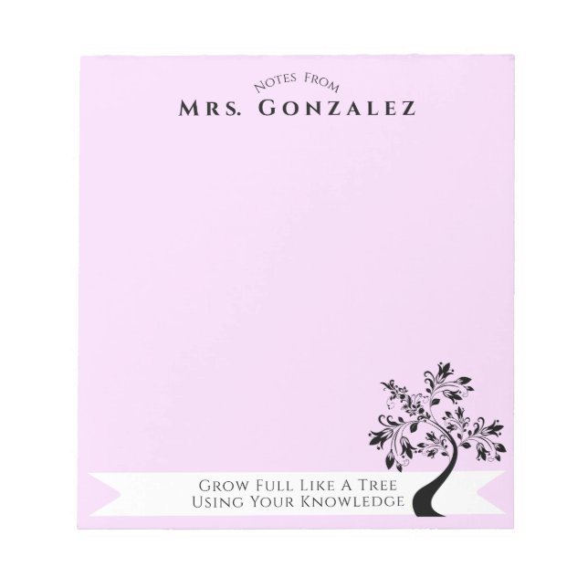 Bloc-note Retour À L'École Professeur Boho Floral Tree Custo (Devant)