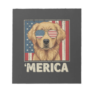 Bloc-note Retriever doré vintage drapeau 'Merica