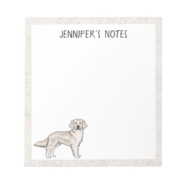 Bloc-note Retriever du Golden couleur crème anglaise Nom per (Devant)