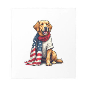Bloc-note Retriever Golden avec drapeau américain gravé pour