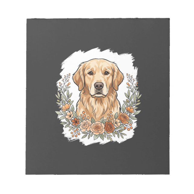 Bloc-note Retriever Golden Floral Sublimation (Devant)