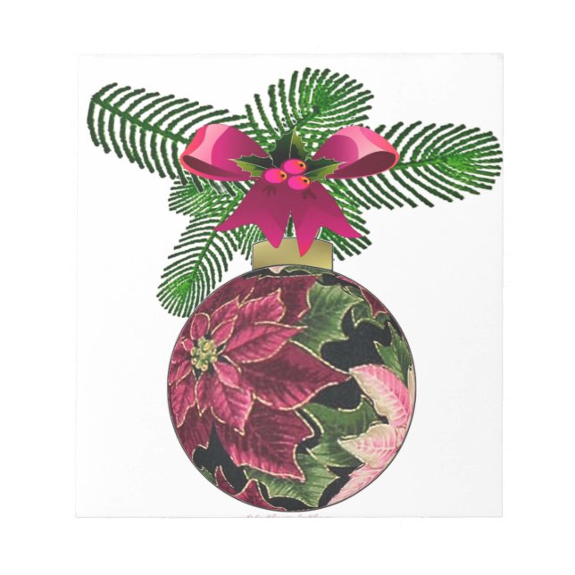 Bloc-note Retro 50s Poinsettia Burgundy Ornament (Devant)