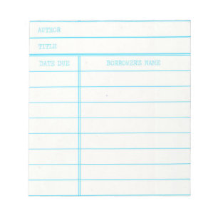 Bloc-note Rétro carte due de date de livre de bibliothèque