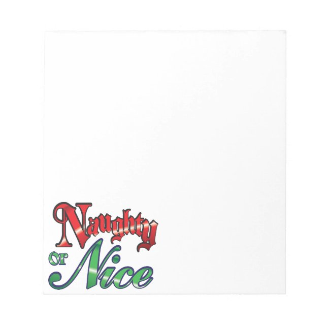 Bloc-note Retro Christmas, Naughty or Nice Red Green Letters (Devant)