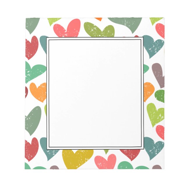 Bloc-note Retro Colorful Super Valentine Coeurs Motif (Devant)